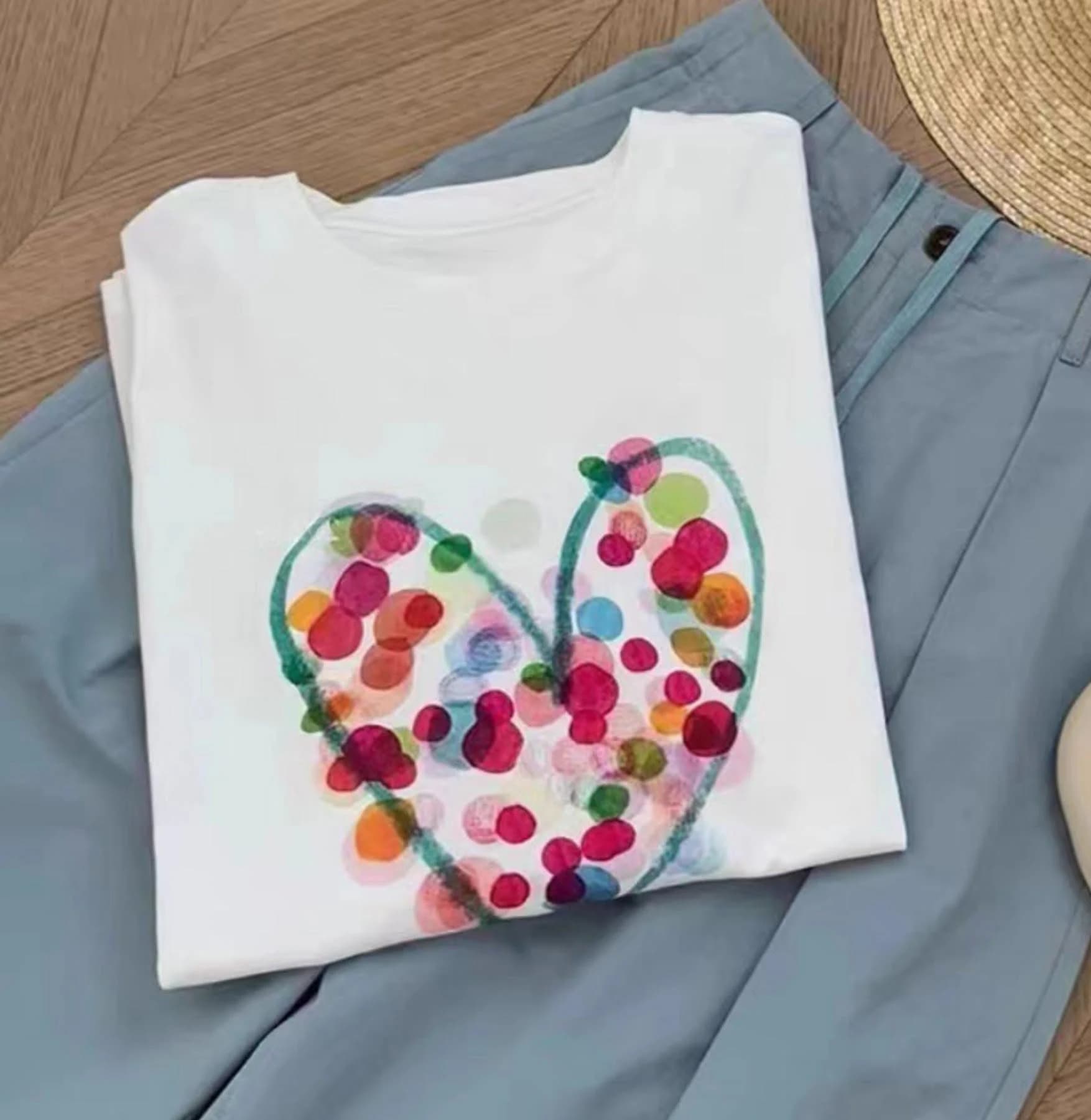 Áo thun nữ Colorful Heart Print — ảnh 6