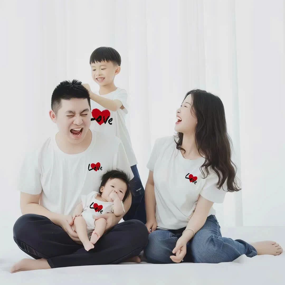 Áo Thun Gia Đình Love Heart – Trái Tim Đỏ