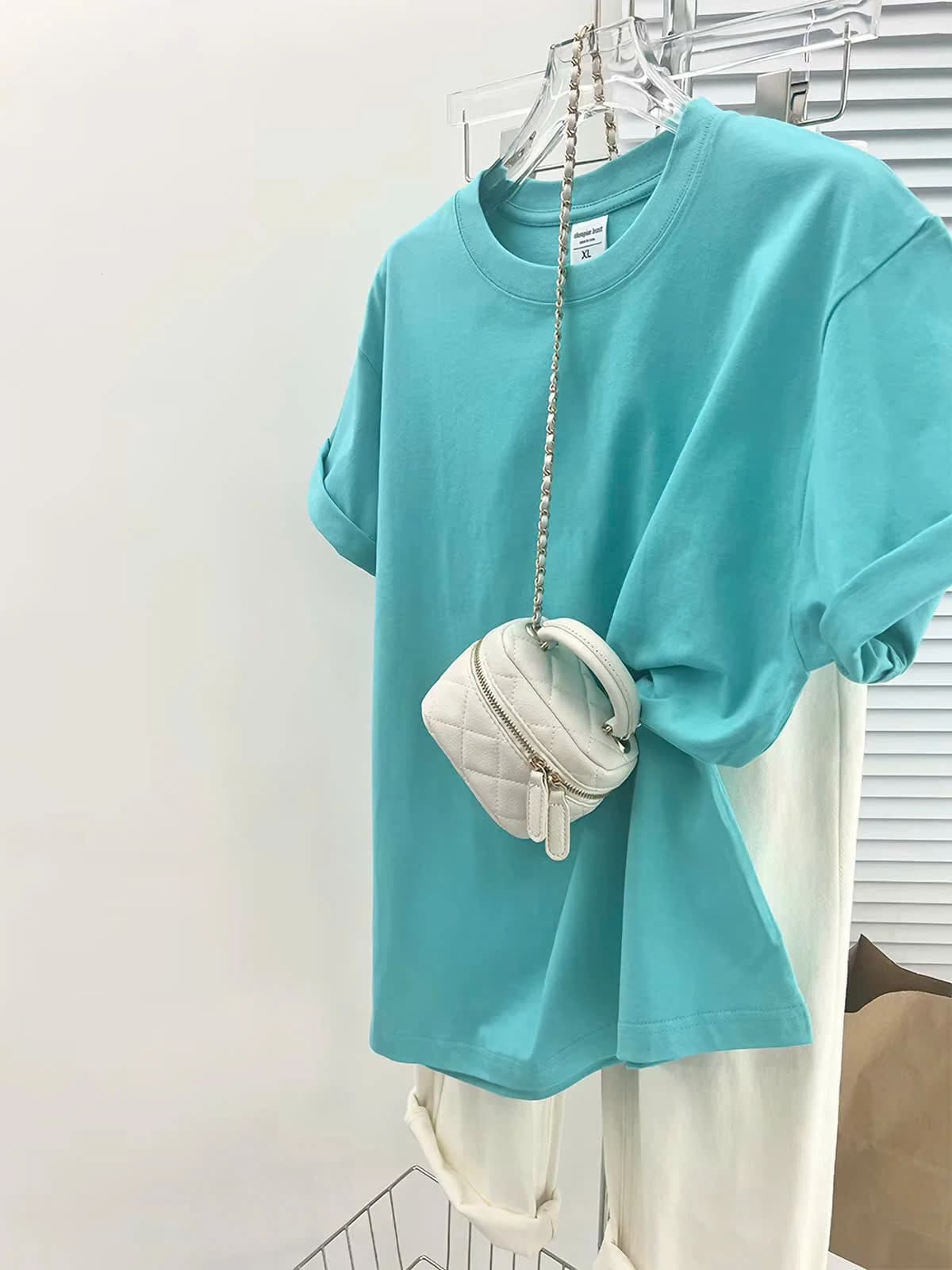 ÁO THUN TRƠN UNISEX FORM SUÔNG XANH NGỌC — ảnh 6