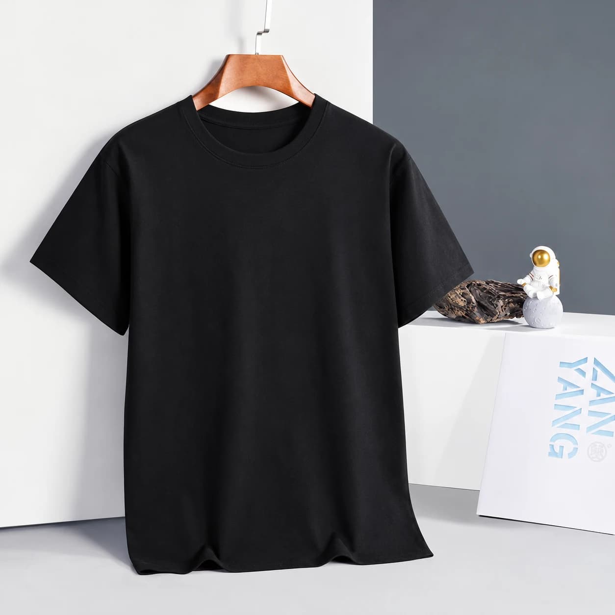 ÁO THUN TRƠN UNISEX FORM SUÔNG MÀU ĐEN