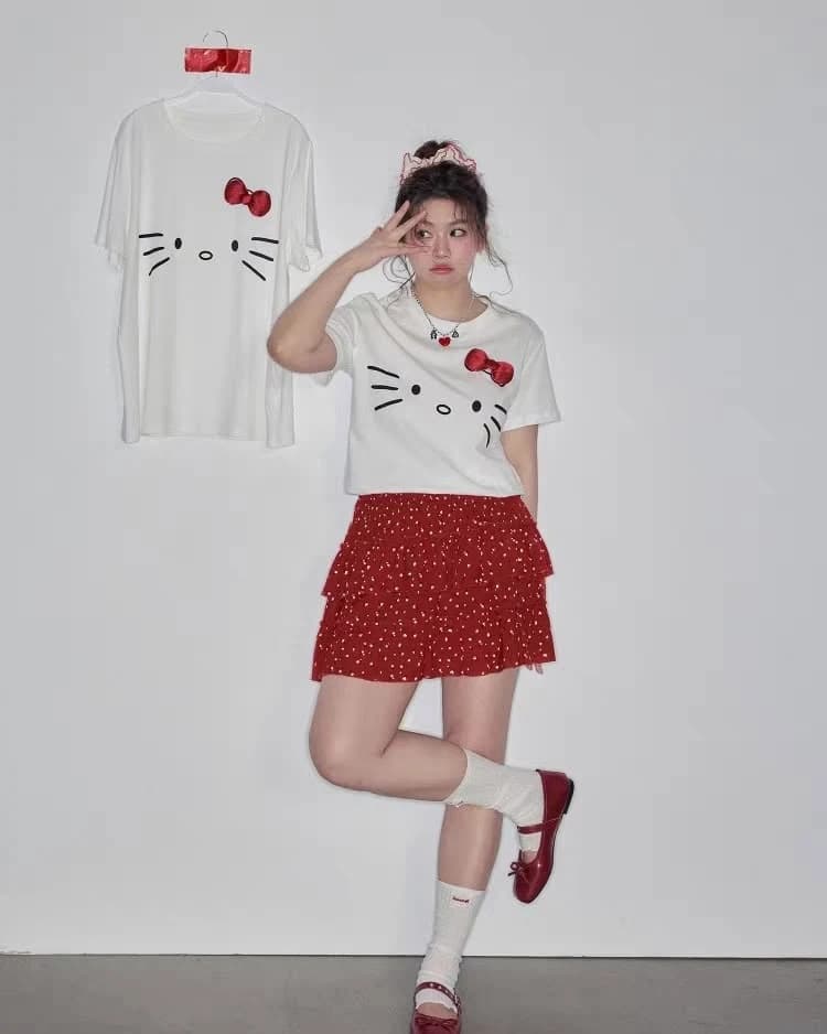 ÁO THUN THE SHIA CHARM - RED BOW CAT | Mèo Nơ Đỏ — ảnh 2