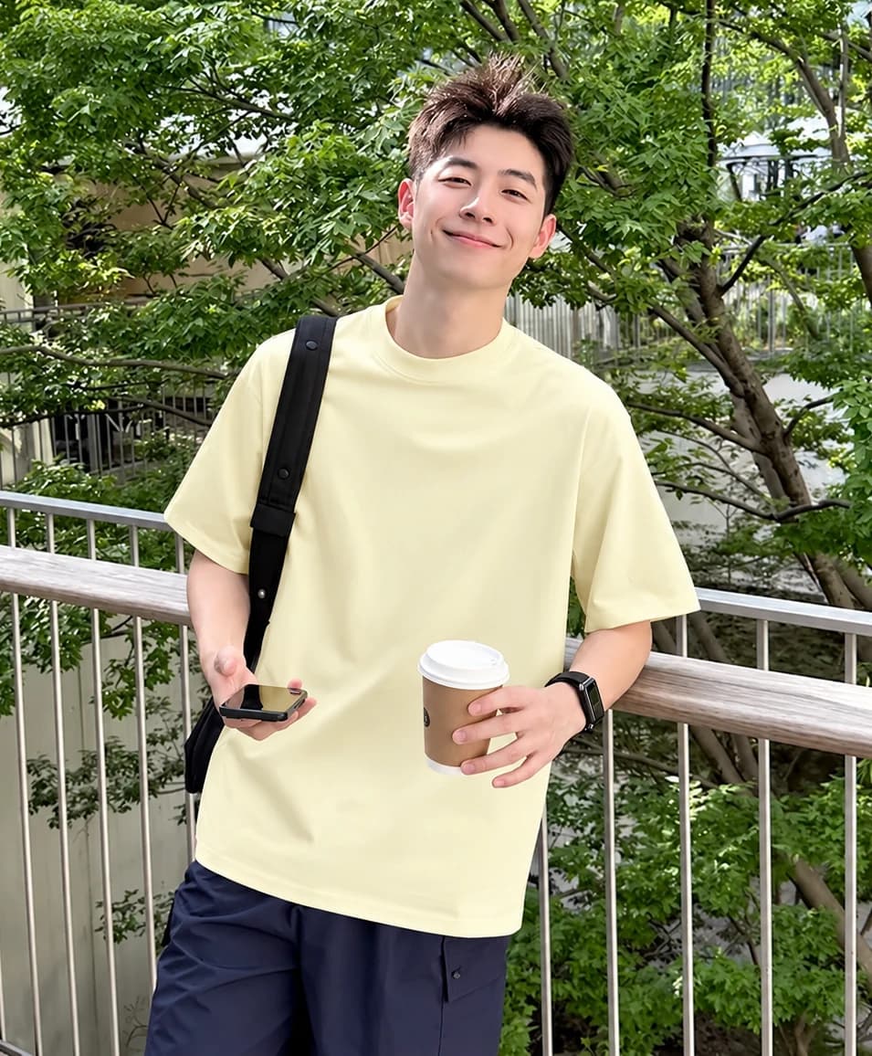 ÁO THUN TRƠN UNISEX FORM SUÔNG KEM CHEESE — ảnh 4