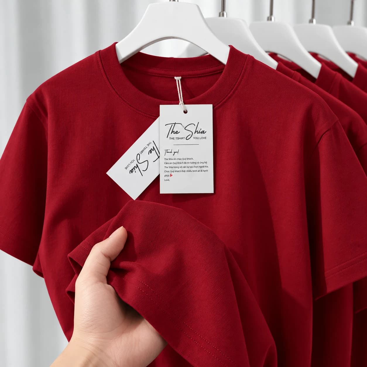 ÁO THUN TRƠN UNISEX FORM SUÔNG ĐỎ ĐÔ