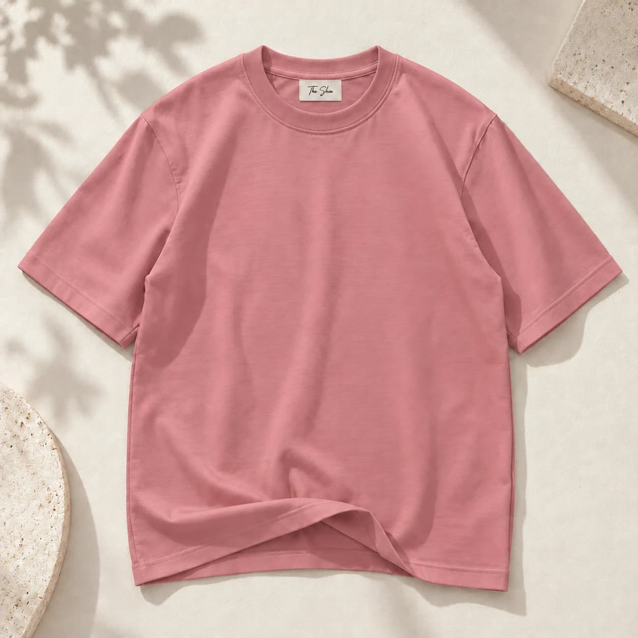 ÁO THUN TRƠN UNISEX FORM SUÔNG HỒNG NHẠT
