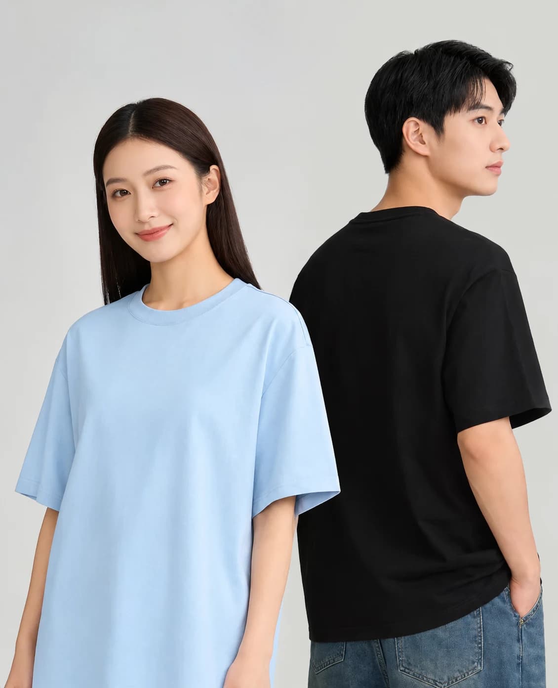 ÁO THUN TRƠN UNISEX FORM SUÔNG XANH BIỂN