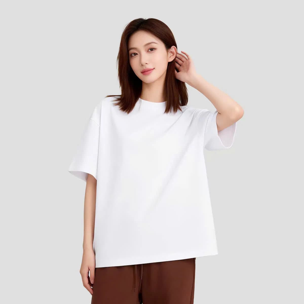 ÁO THUN TRƠN UNISEX FORM SUÔNG TRẮNG — ảnh 4