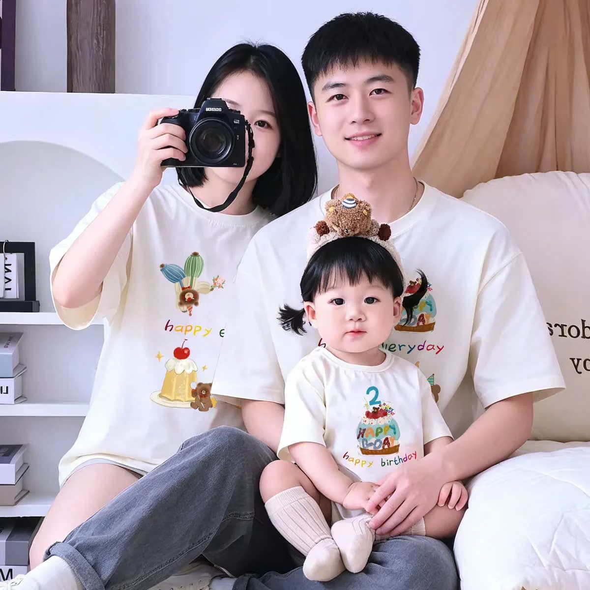 Áo thun gia đình Happy Birthday - Cá nhân hóa số tuổi — ảnh 1