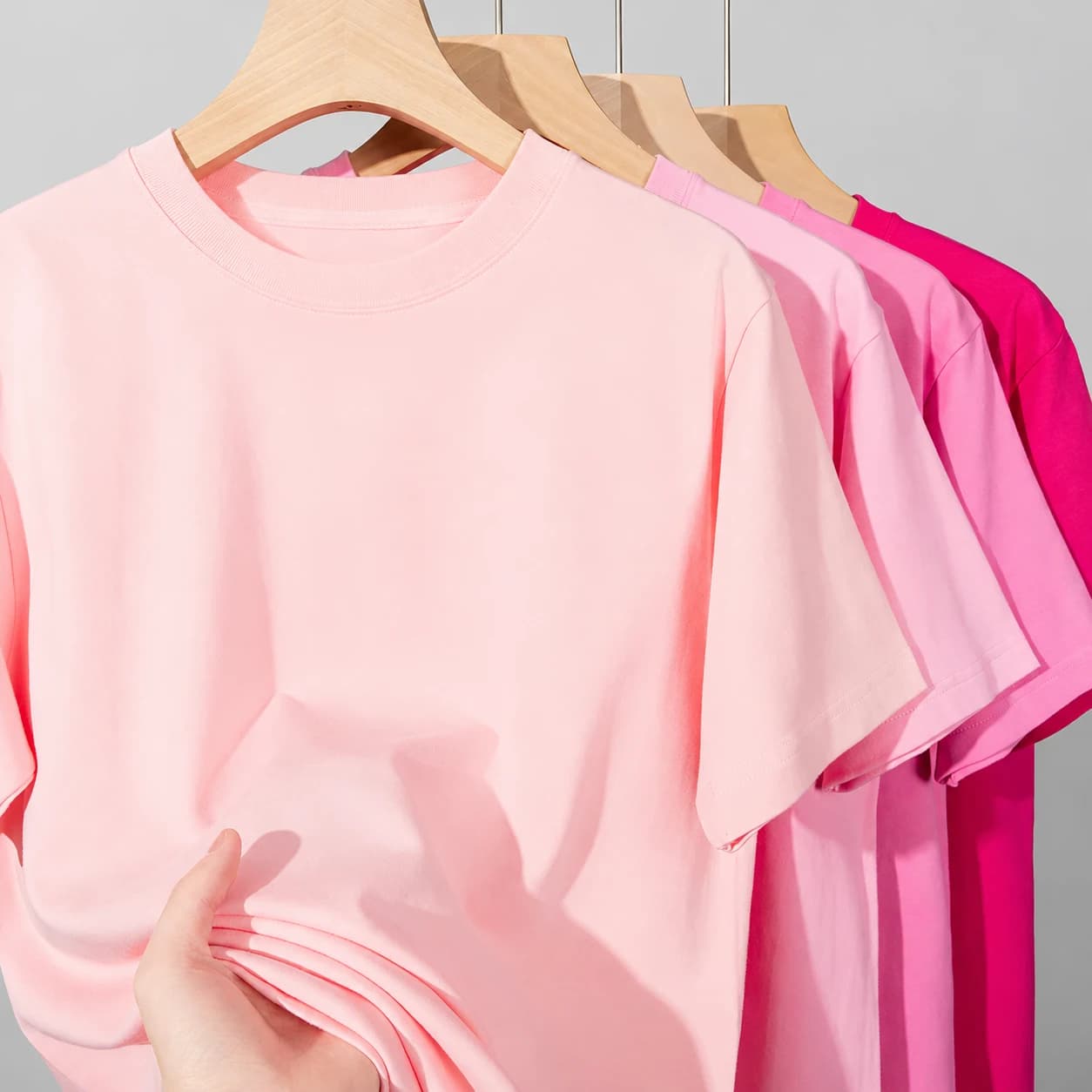 ÁO THUN TRƠN UNISEX FORM SUÔNG MÀU HỒNG DÂU — ảnh 2