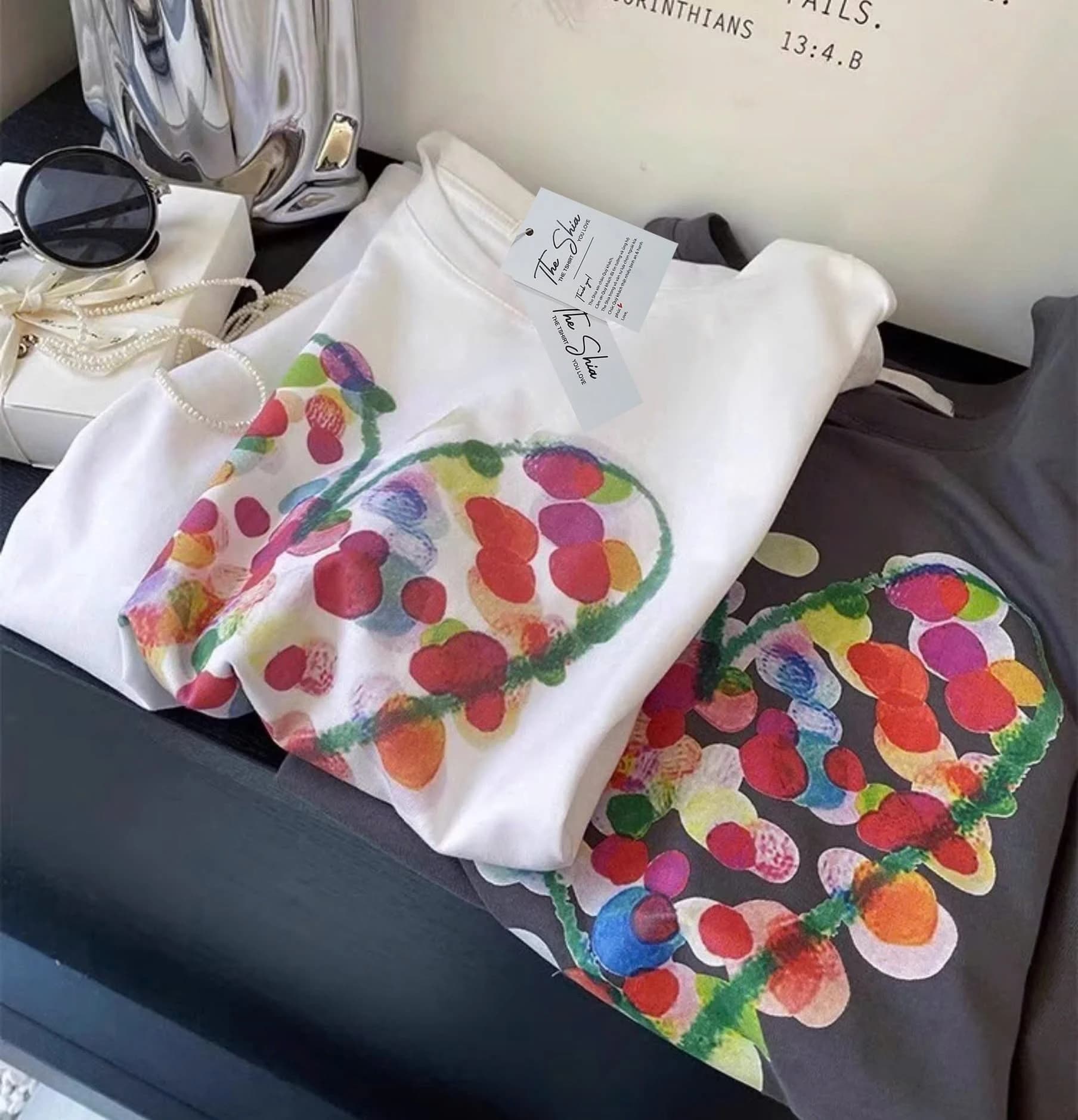 Áo thun nữ Colorful Heart Print — ảnh 5