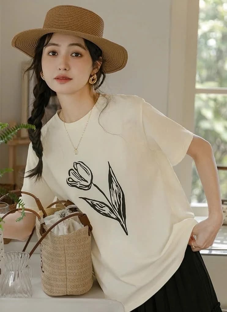 Áo thun nữ Tulip Flower Print — ảnh 3
