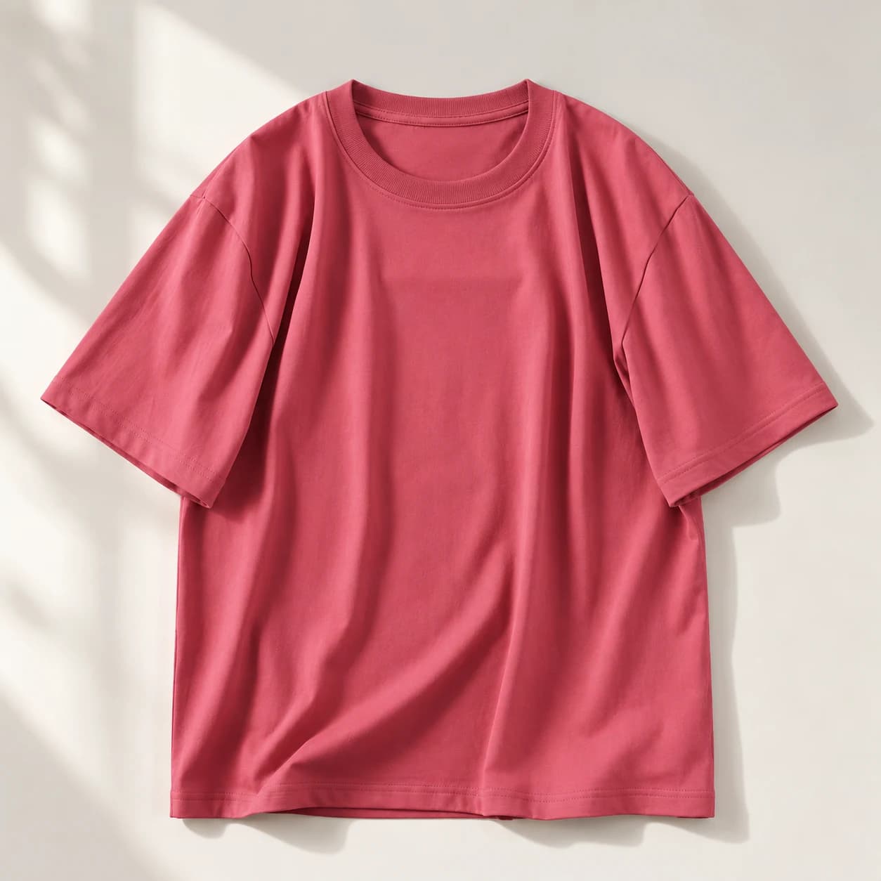 ÁO THUN TRƠN UNISEX FORM SUÔNG HỒNG ĐẬM — ảnh 1