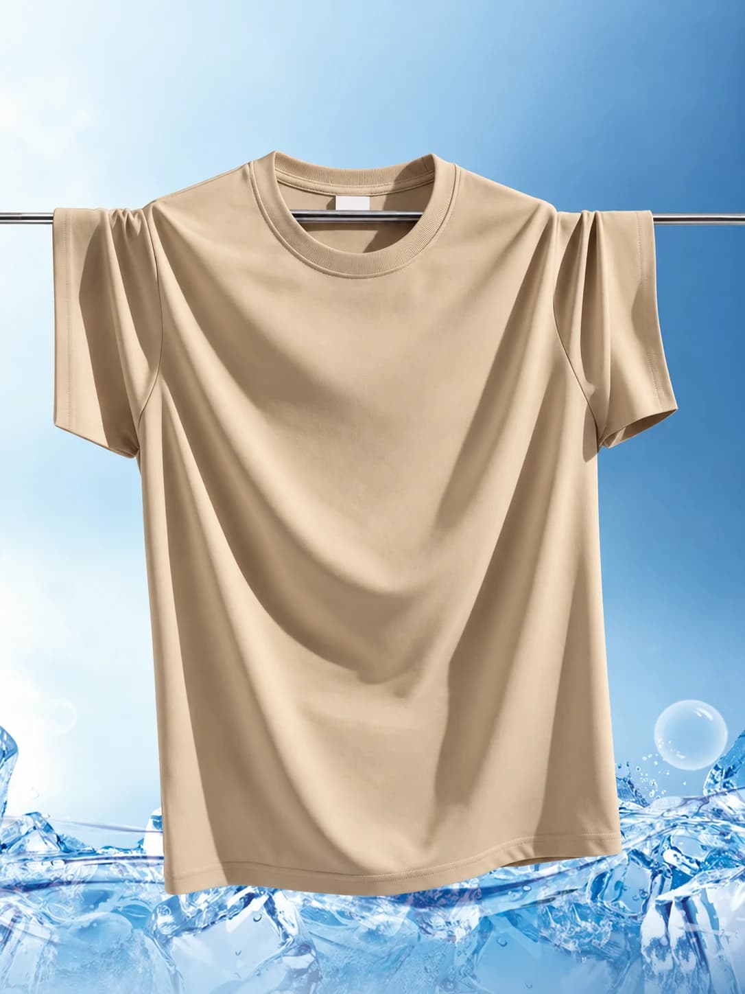 ÁO THUN TRƠN UNISEX FORM SUÔNG BE — ảnh 2