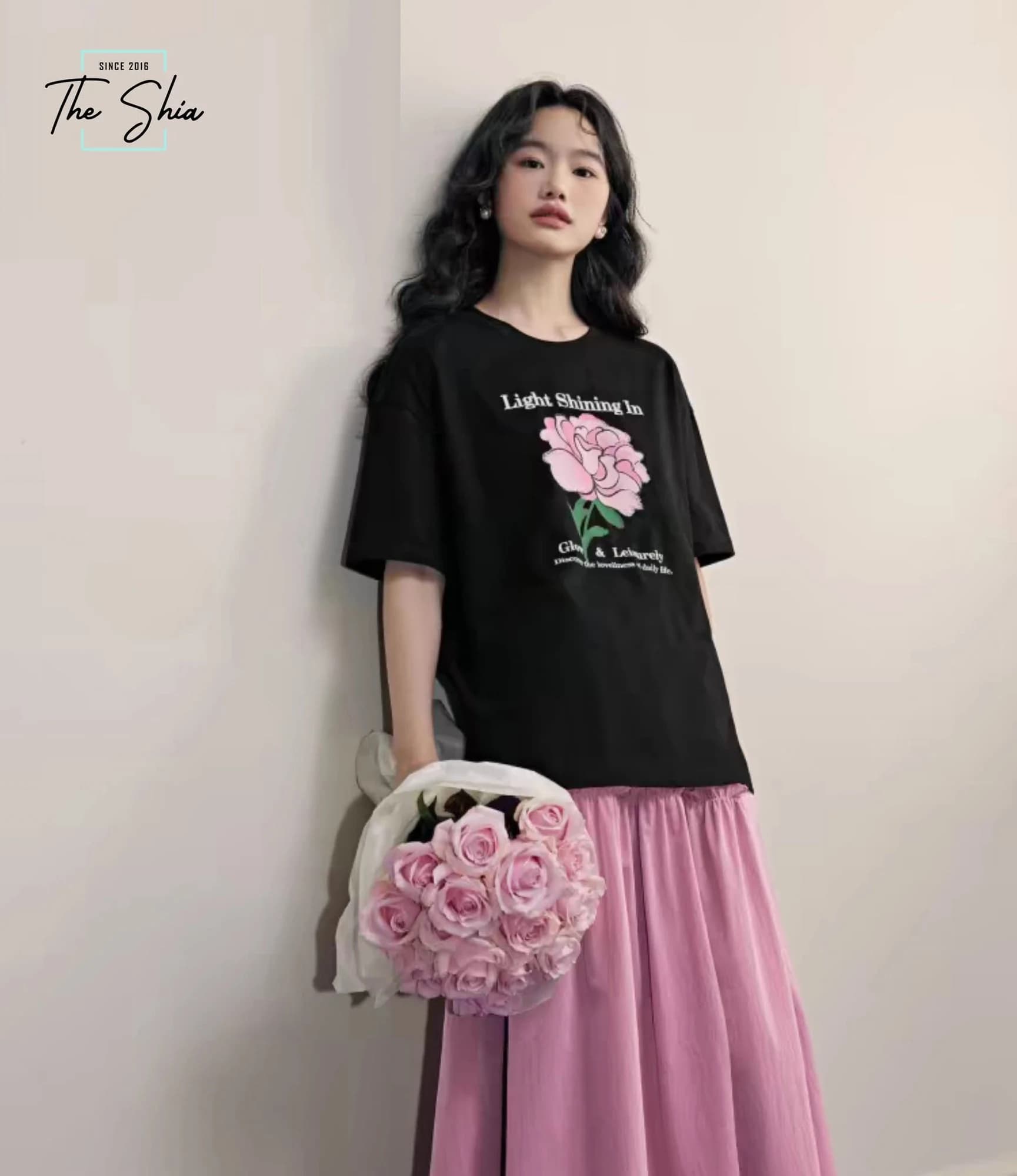 Áo thun nữ Light Shining In Rose Print — ảnh 6