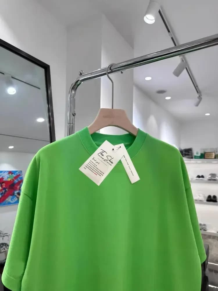 ÁO THUN TRƠN UNISEX FORM SUÔNG XANH CỐM — ảnh 2