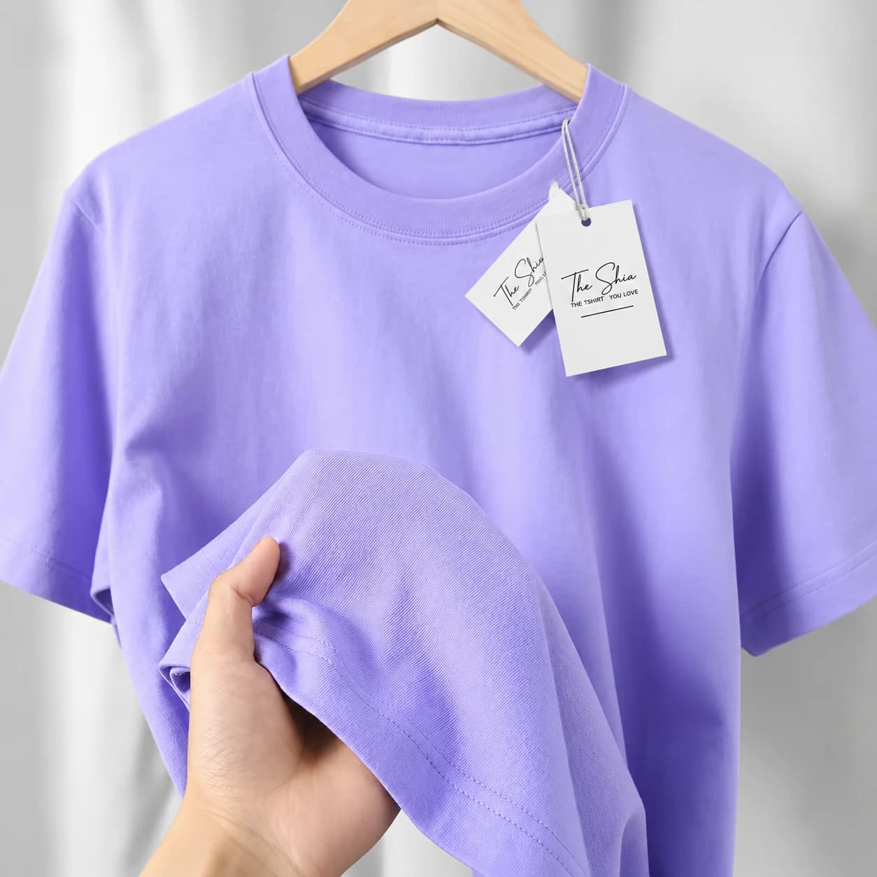 ÁO THUN TRƠN UNISEX FORM SUÔNG TÍM NHẠT — ảnh 5