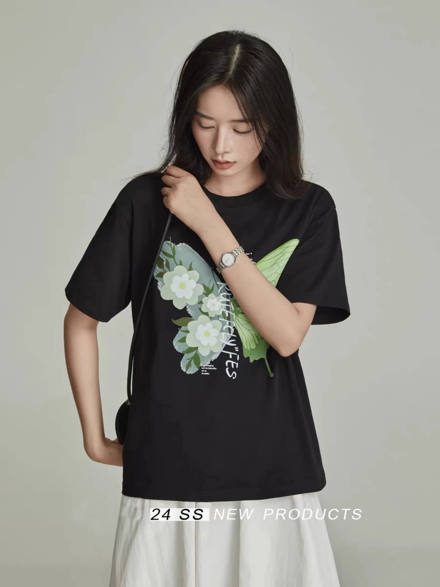 Áo thun nữ Butterfly Flower Print — ảnh 4