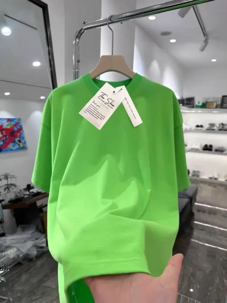 ÁO THUN TRƠN UNISEX FORM SUÔNG XANH CỐM