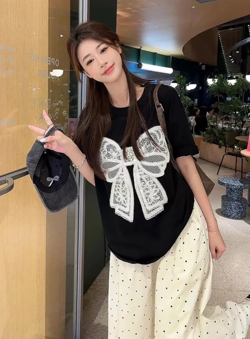 ÁO THUN THE SHIA CHARM - LACE BOW | Nơ Ren — ảnh 3