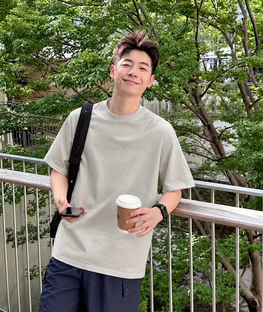 ÁO THUN TRƠN UNISEX FORM SUÔNG XÁM KHÓI — ảnh 2