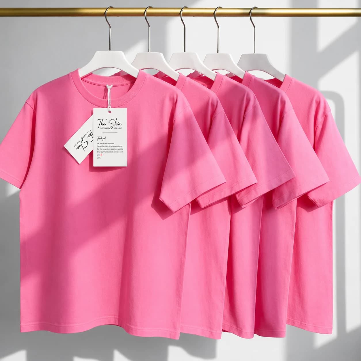 ÁO THUN TRƠN UNISEX FORM SUÔNG HỒNG PHẤN — ảnh 2