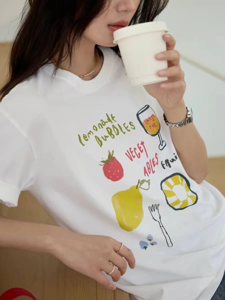 Áo thun nữ Fruit & Veggie Print — ảnh 3