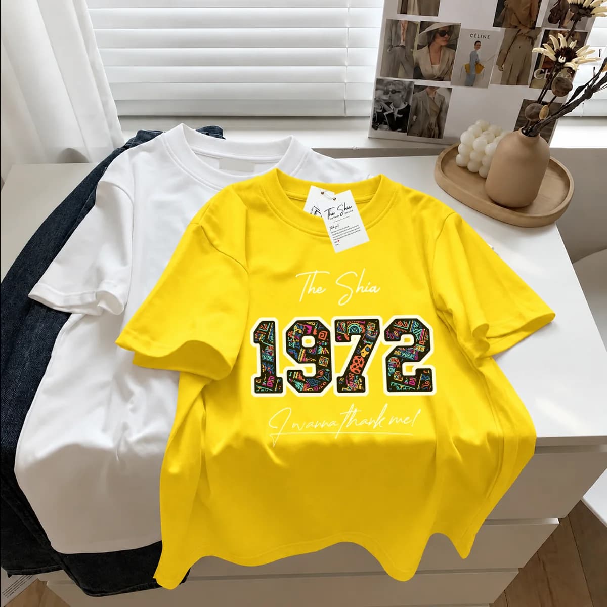 ÁO THUN NĂM SINH 1972 HỌA TIẾT THỔ CẨM