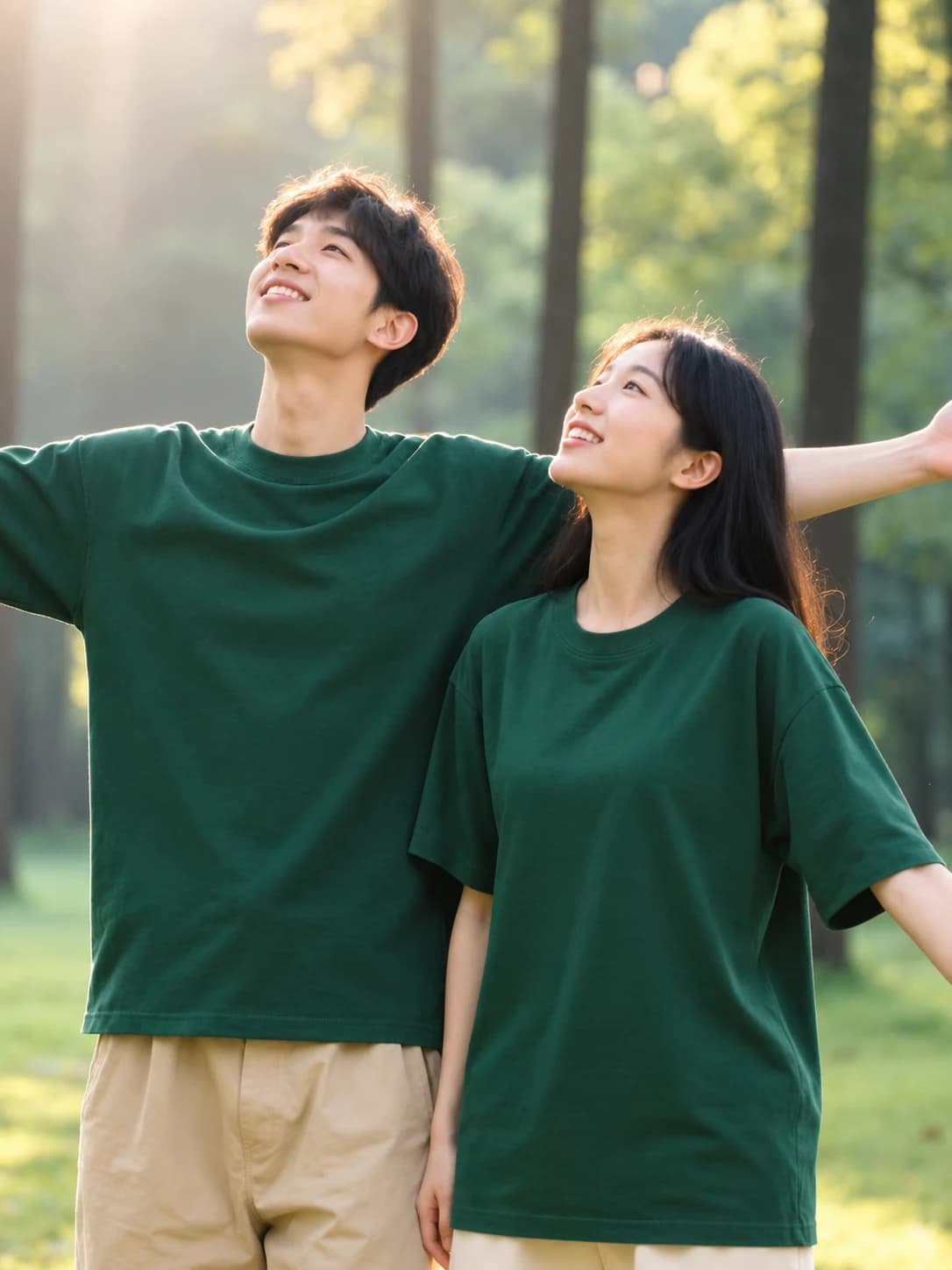 ÁO THUN TRƠN UNISEX FORM SUÔNG XANH VE