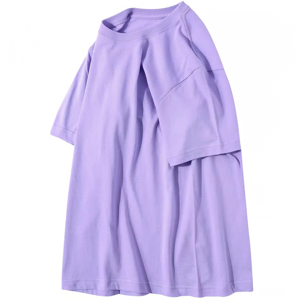 ÁO THUN TRƠN UNISEX FORM SUÔNG TÍM NHẠT