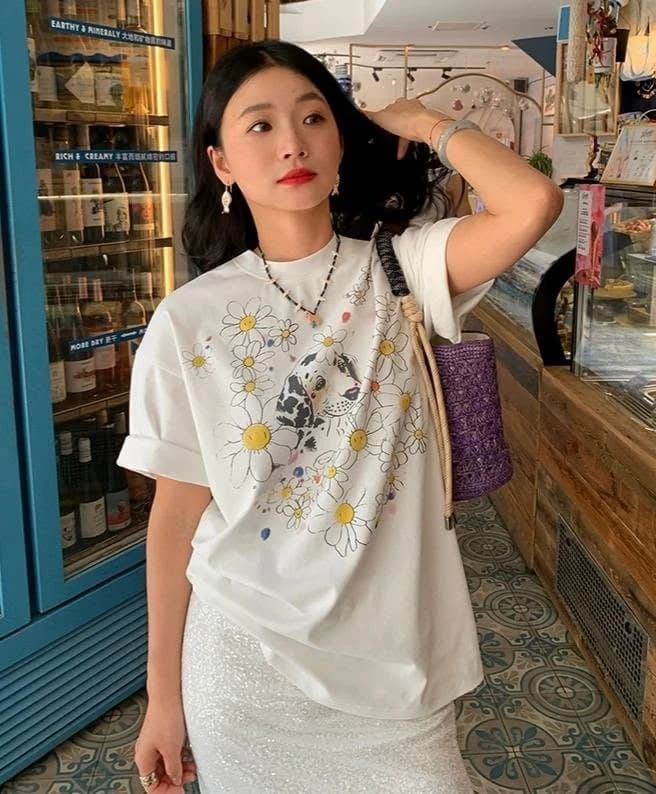 Áo thun nữ Daisy Cat Print