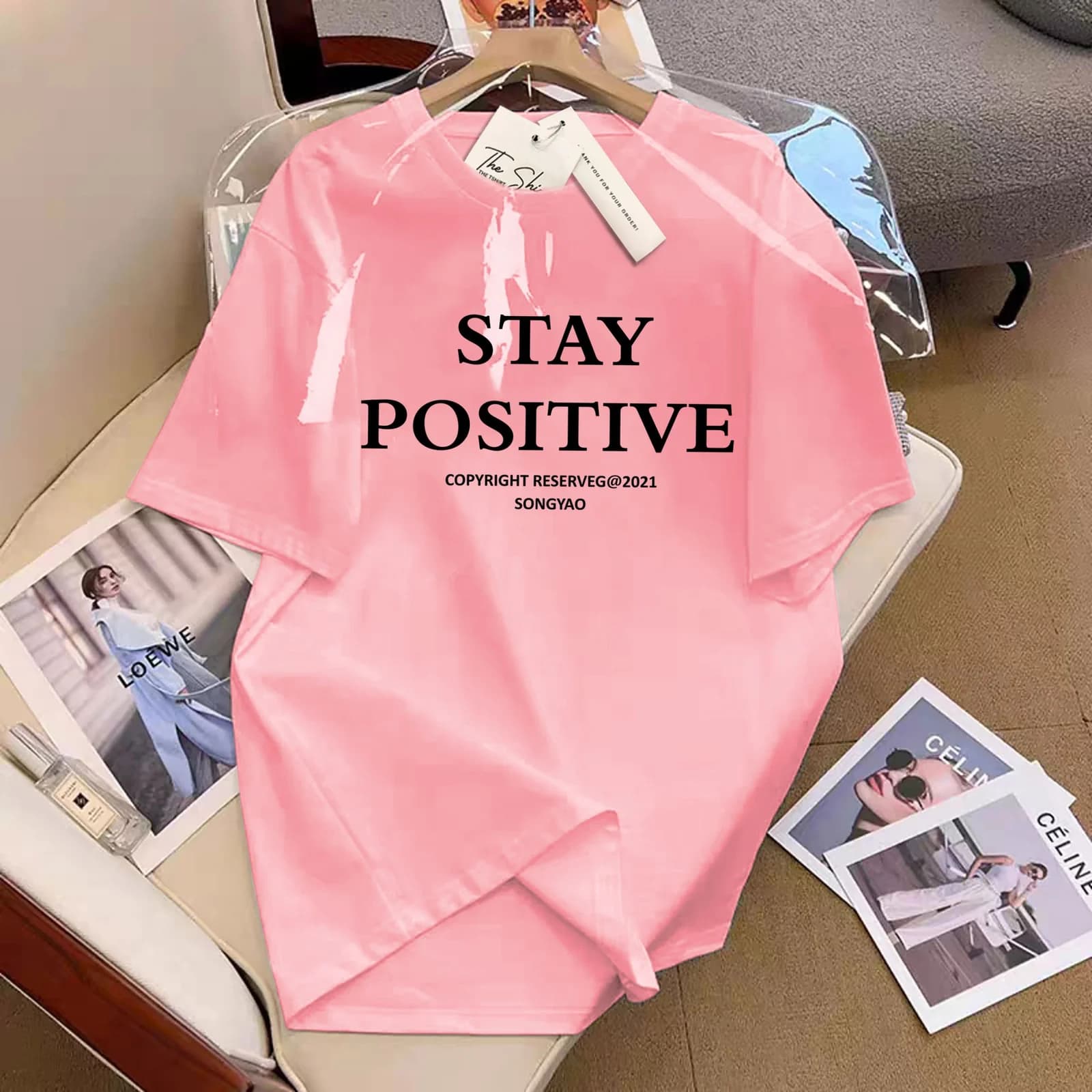 ÁO THUN HỌA TIẾT STAY POSITIVE