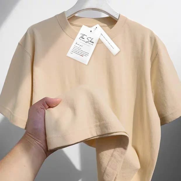 N17 - ÁO THUN TRƠN UNISEX FORM SUÔNG MÀU BE