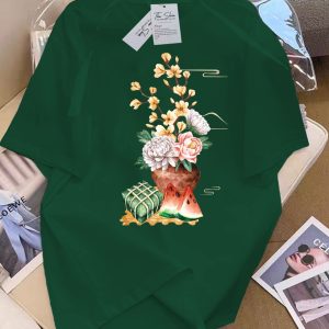 Áo tết xanh bình hoa – bánh chưng dưa hấu s558