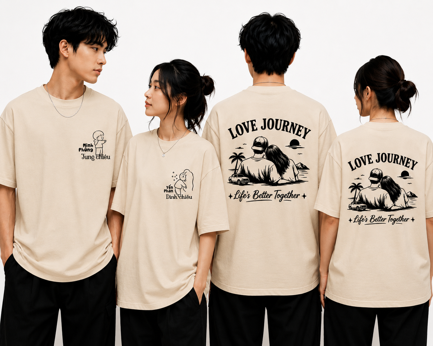 Áo Đôi Love Journey Oversize Áo Đôi dragon mood tee 🐲 “tôi siêu cọc ~” — “tôi quen rồi ~ (sao chép)