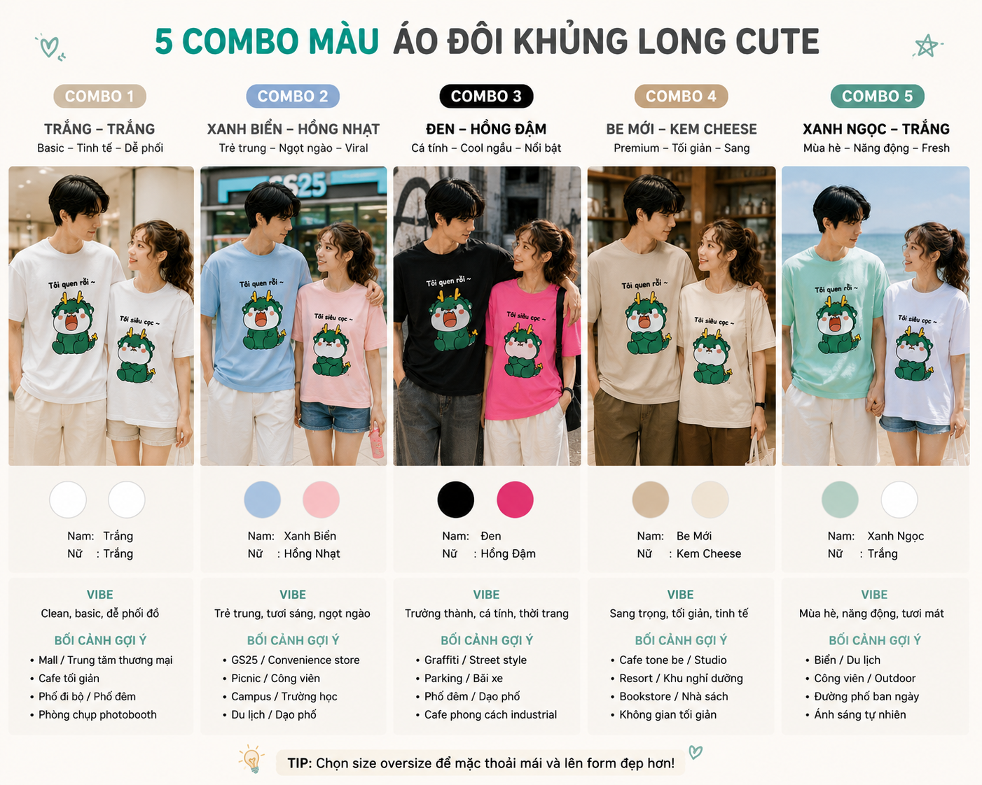 Áo Đôi DRAGON MOOD TEE 🐲 “Tôi siêu cọc ~” — “Tôi quen rồi ~ Áo Đôi butterfly form oversize (sao chép)